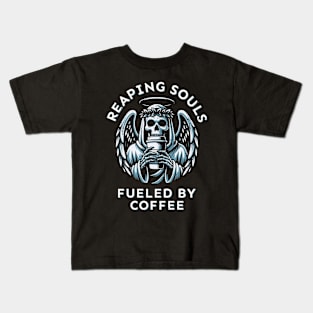 Reaping souls, fueled by coffee. Kids T-Shirt